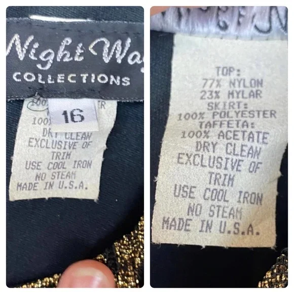 Night Way Long Sleeve Black and Gold Long Occasion Dress Size 16 - Picture 6 of 6